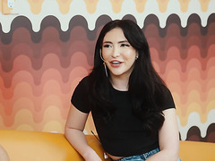 Sexy Brunettes Arranged A Hot Threesome For A Tattooed Guy During A Podcast.